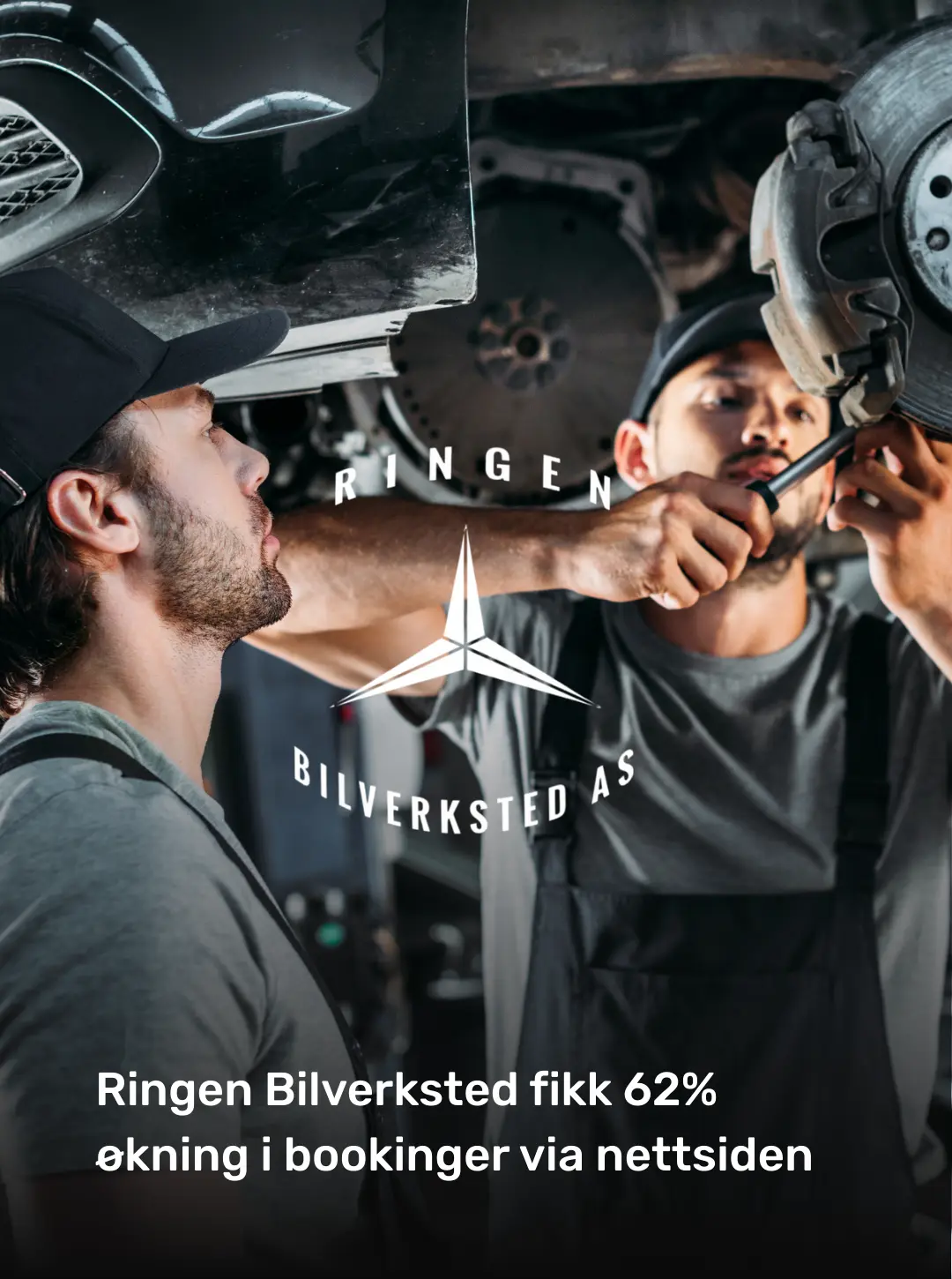 Ringen Bilverksted: originalt kundemateriell om 62 prosent økning i bookinger via nettsiden.